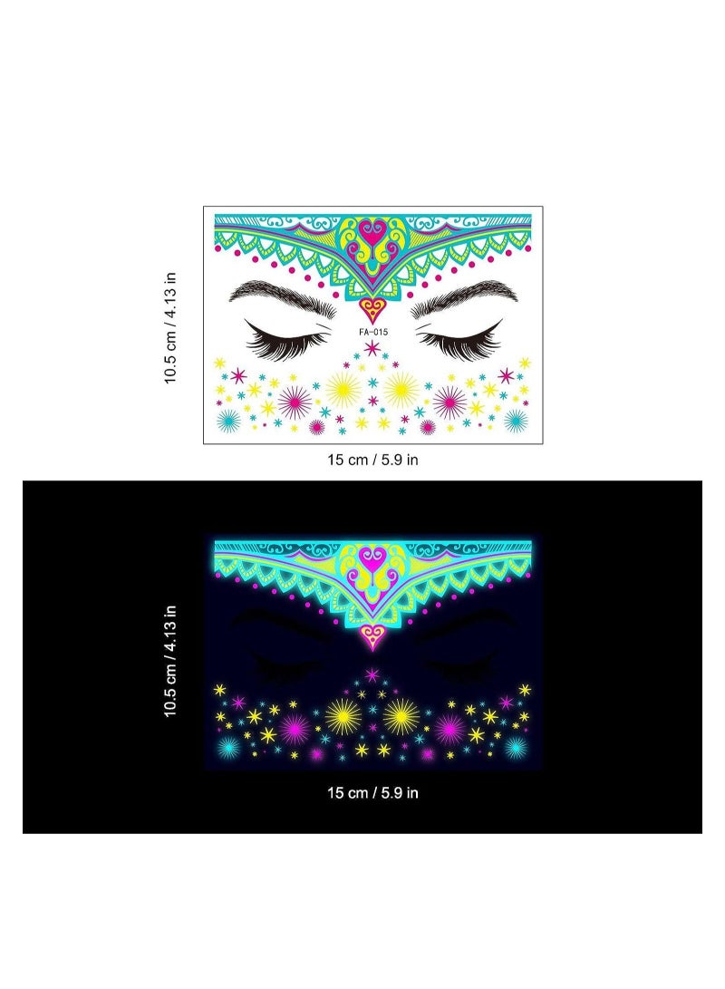 Glow In The Dark Tattoos for Adults, 8 Sheets Blacklight UV Neon Glow Temporary Tattoos Makeup Butterfly Tattoos Stickers for Glow In The Dark Party Supplies