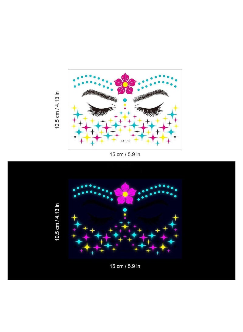 Glow In The Dark Tattoos for Adults, 8 Sheets Blacklight UV Neon Glow Temporary Tattoos Makeup Butterfly Tattoos Stickers for Glow In The Dark Party Supplies