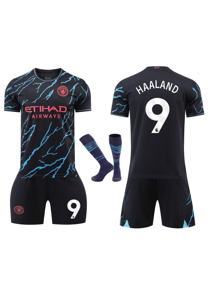 2324 Man City Haaland Football Jersey Children's Soccer Shirt Sportswear Set