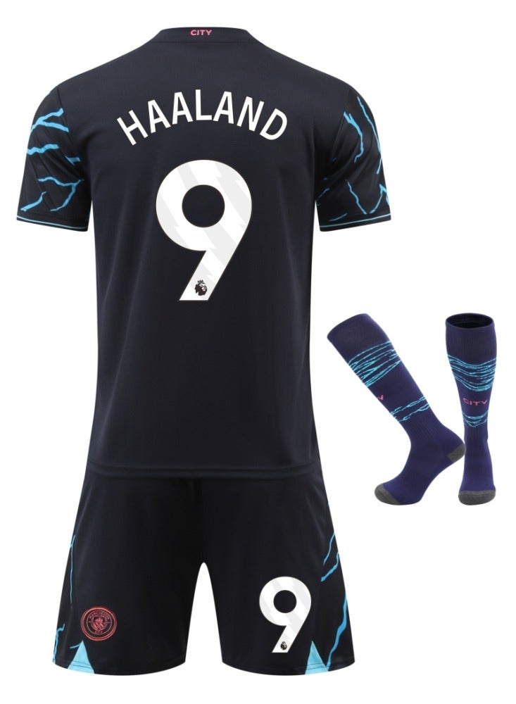 2324 Man City Haaland Football Jersey Children's Soccer Shirt Sportswear Set