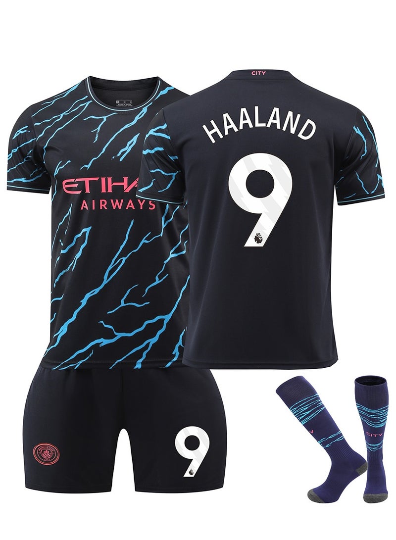 2324 Man City Haaland Football Jersey Children's Soccer Shirt Sportswear Set