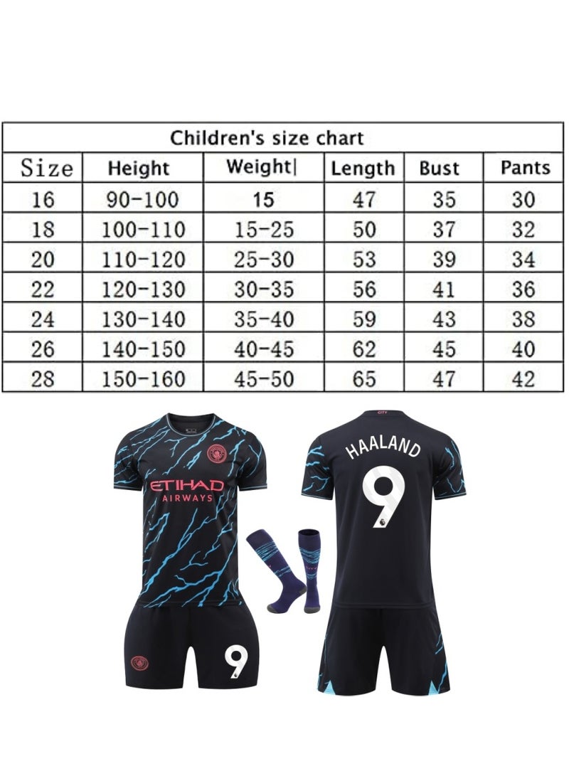 2324 Man City Haaland Football Jersey Children's Soccer Shirt Sportswear Set