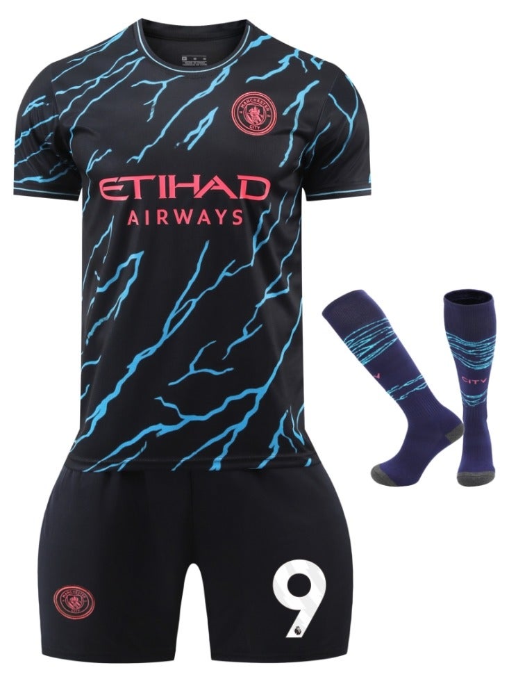 2324 Man City Haaland Football Jersey Children's Soccer Shirt Sportswear Set