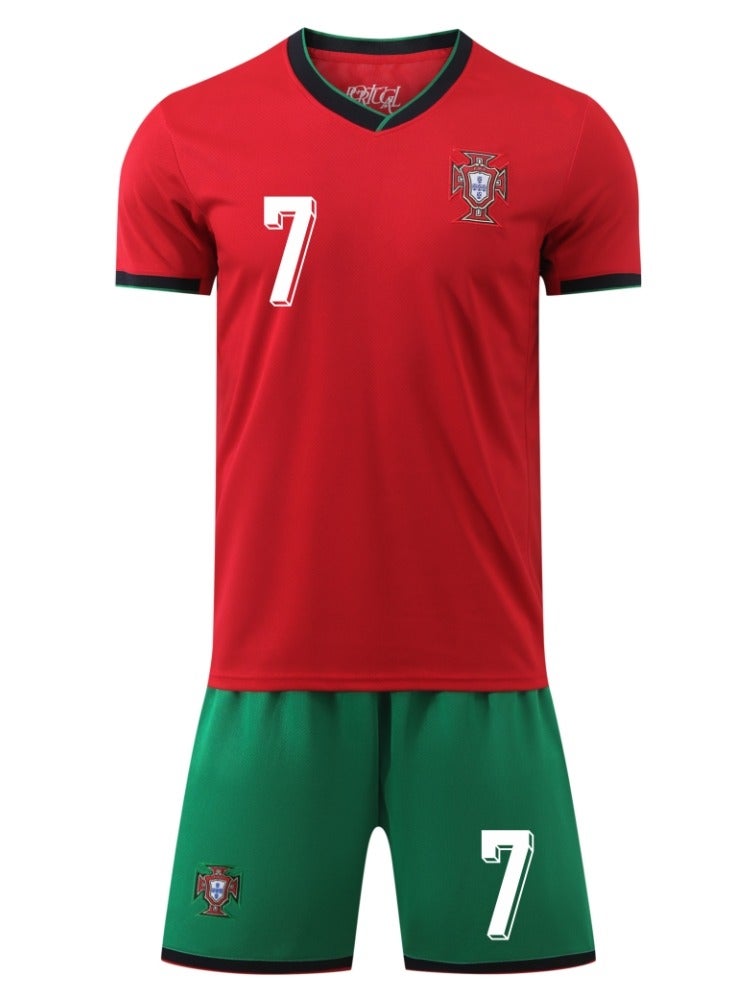 2425 Portugal Ronaldo No. 7 Football Jersey Kids Soccer Shirt Sportswear Set