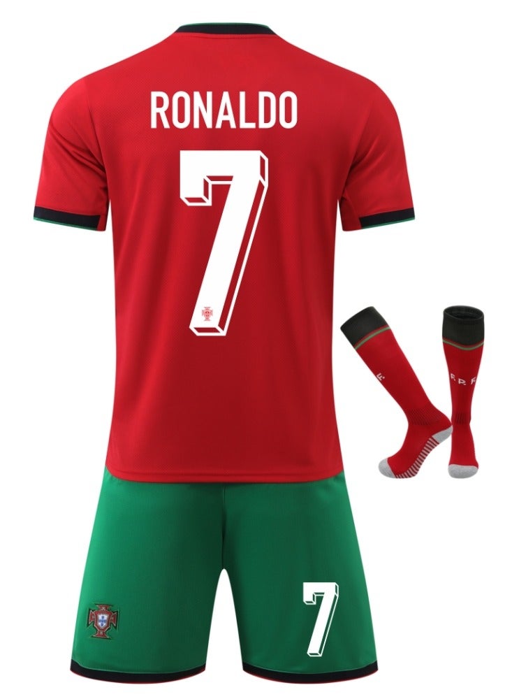 2425 Portugal Ronaldo No. 7 Football Jersey Kids Soccer Shirt Sportswear Set