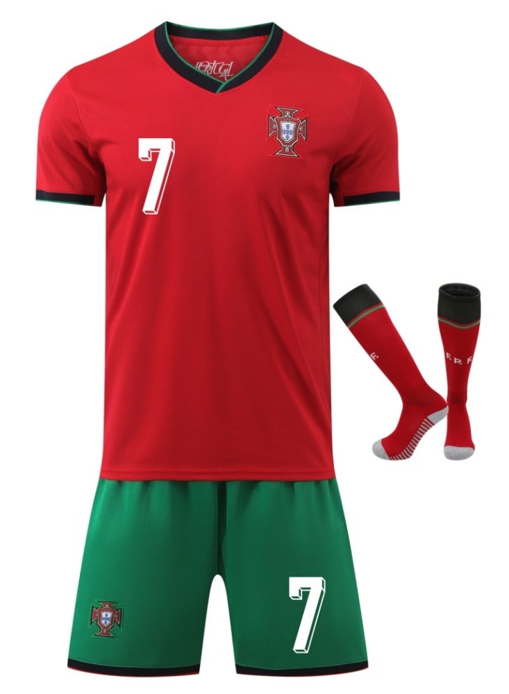 2425 Portugal Ronaldo No. 7 Football Jersey Kids Soccer Shirt Sportswear Set