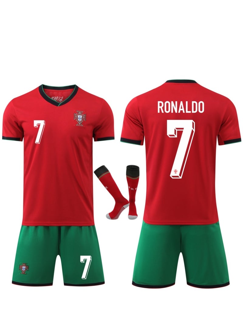 2425 Portugal Ronaldo No. 7 Football Jersey Kids Soccer Shirt Sportswear Set