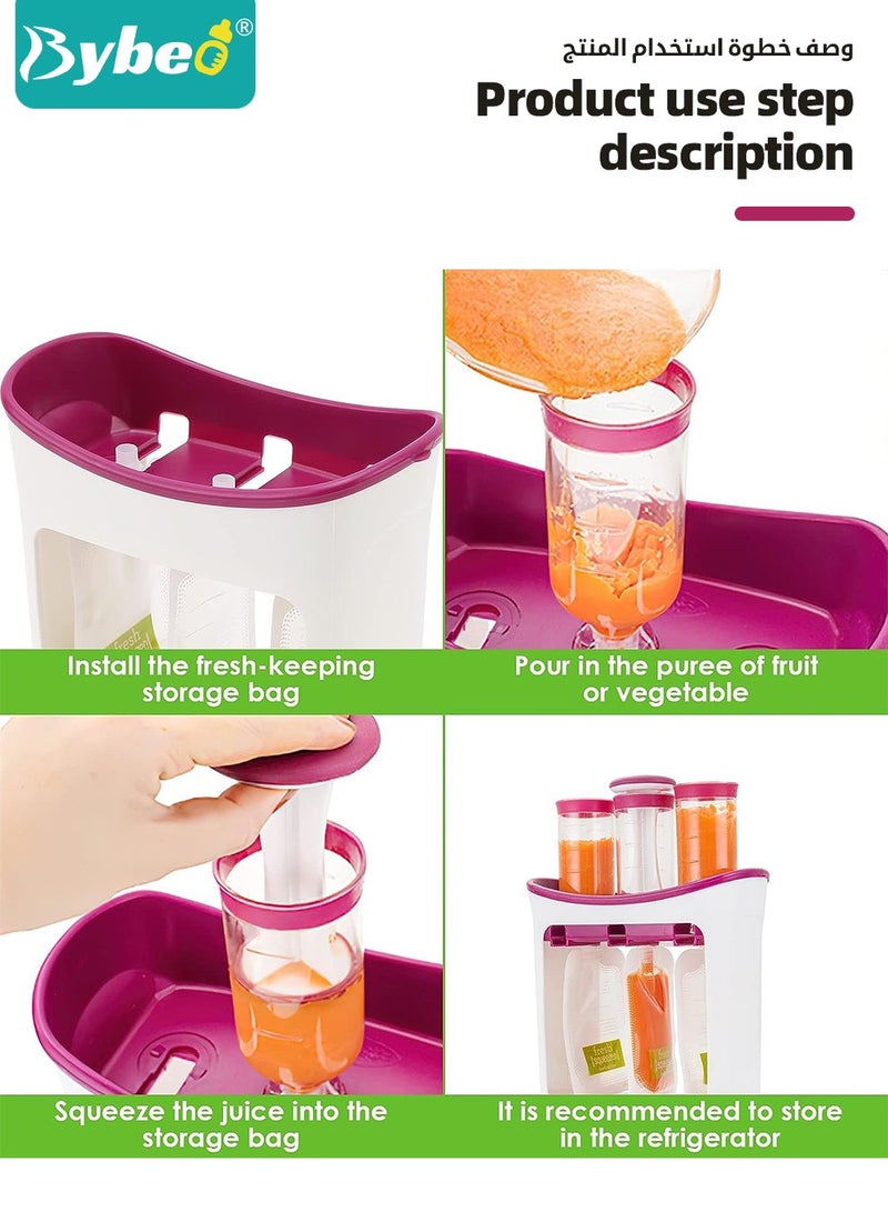 Squeeze Station Food maker With 10 Reusable Bags, 3 Dispensers Squeeze Station For Homemade Baby Food, Pouch Filling Station For Puree Food For Babies&Toddlers, Dishwasher Safe, BPA-Free