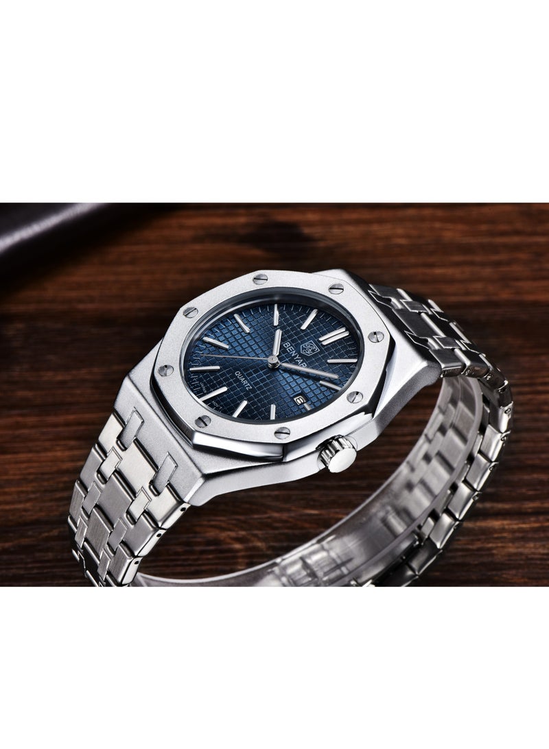 Watches for Men Watch Luxury Stainless Steel Quartz Water Resistant Watch 5156SIBU