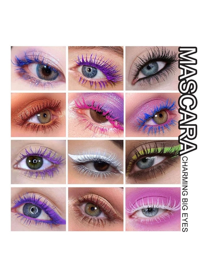 SYOSI Colorful Mascara Set, Charming Mascara for Eyelashes,  Waterproof Natural Hypoallergenic Colorful Long Lasting Mascara (6 PCS)