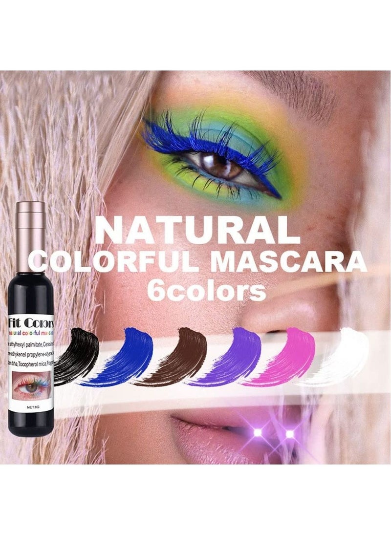 SYOSI Colorful Mascara Set, Charming Mascara for Eyelashes,  Waterproof Natural Hypoallergenic Colorful Long Lasting Mascara (6 PCS)