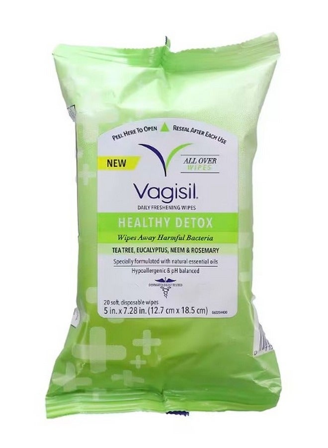 Daily Freshening Wipes Healthy Detox  20 Disposable Wipes