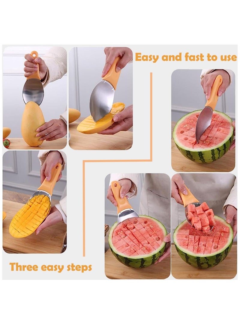 SYOSI Mango Slicer, Mango Cutter Mango Splitter to Separate the pulp Watermelon Cutter Home Fruit Slicer with Non-Slip Handle for Split Mango/Watermelon/Avocado (Orange)