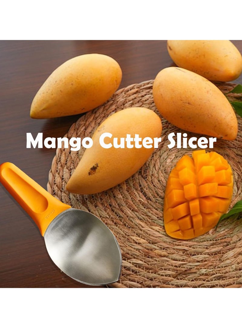 SYOSI Mango Slicer, Mango Cutter Mango Splitter to Separate the pulp Watermelon Cutter Home Fruit Slicer with Non-Slip Handle for Split Mango/Watermelon/Avocado (Orange)