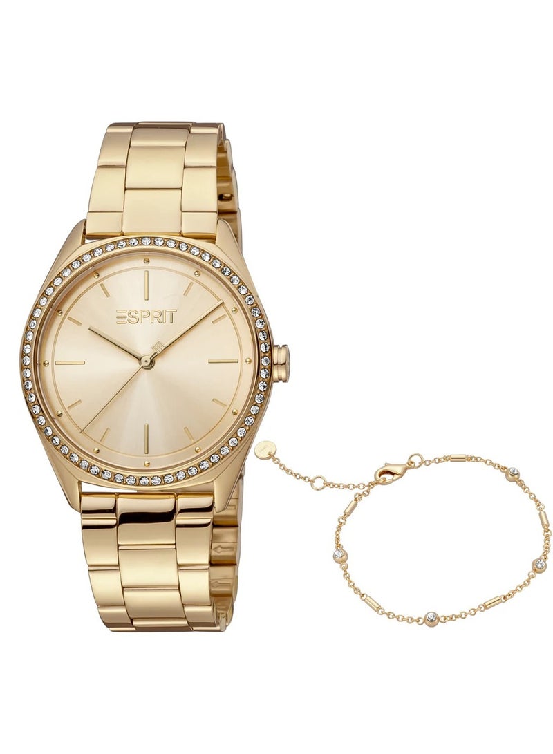 Esprit Stainless Steel Analog Women's Bracelet Watch With  Stainless Steel Gold ES1L289M0065