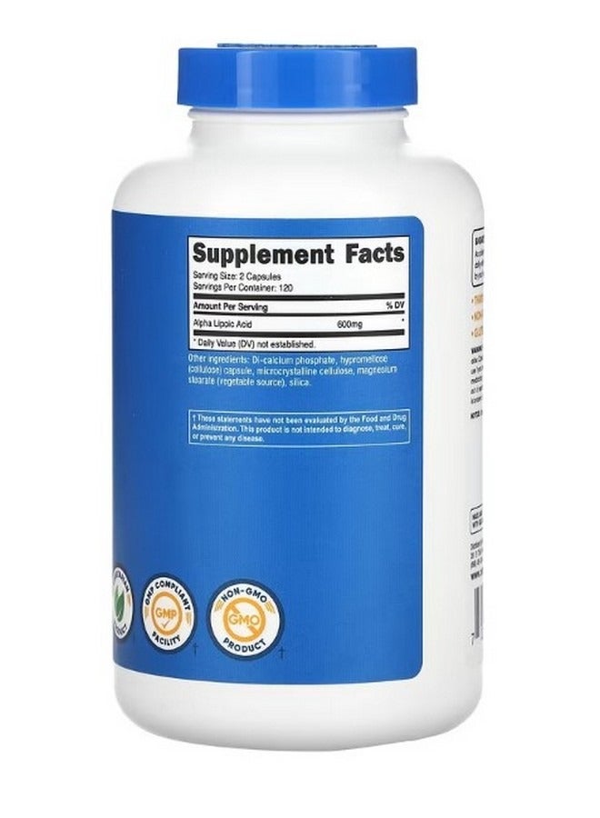 Alpha Lipoic Acid 600 Mg 240 Capsules 300 Mg Per Capsule