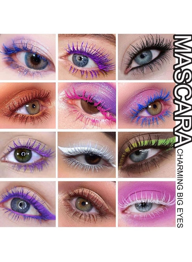 SYOSI Colorful Mascara Set, Charming Mascara for Eyelashes,  Waterproof Natural Hypoallergenic Colorful Long Lasting Mascara (6 PCS)