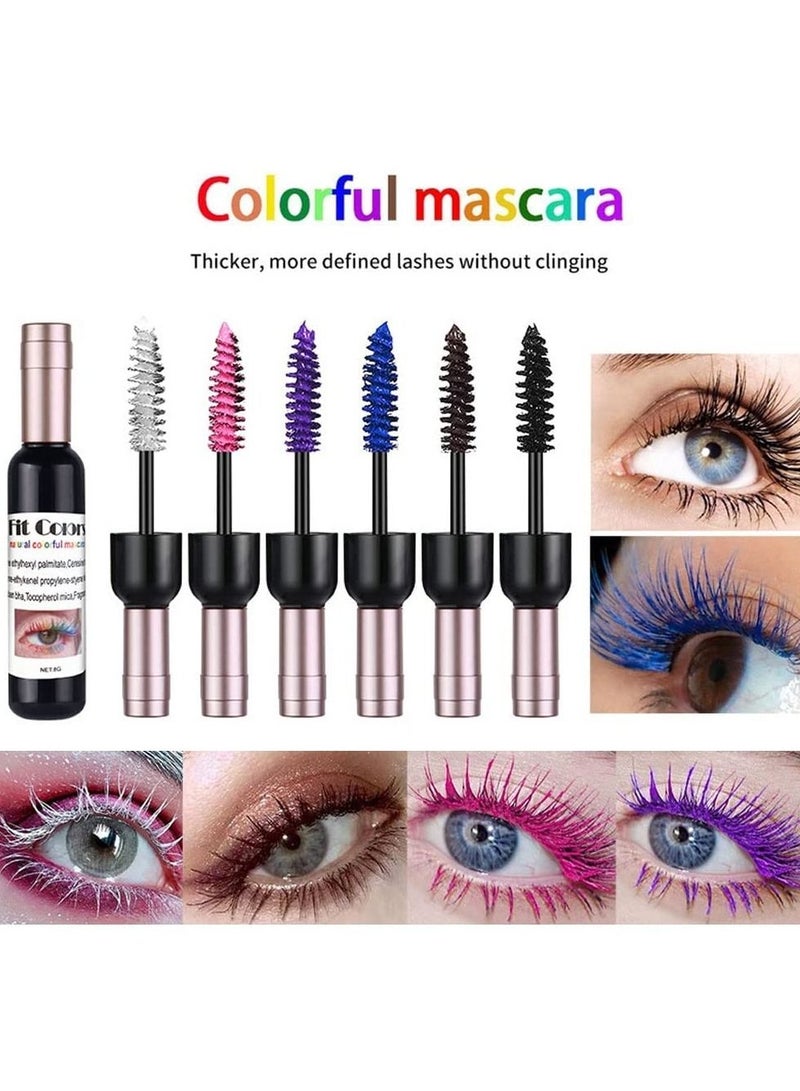 SYOSI Colorful Mascara Set, Charming Mascara for Eyelashes,  Waterproof Natural Hypoallergenic Colorful Long Lasting Mascara (6 PCS)