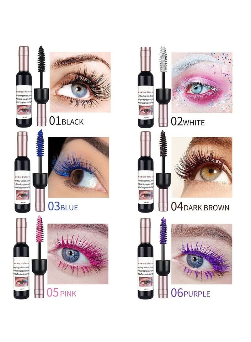 SYOSI Colorful Mascara Set, Charming Mascara for Eyelashes,  Waterproof Natural Hypoallergenic Colorful Long Lasting Mascara (6 PCS)