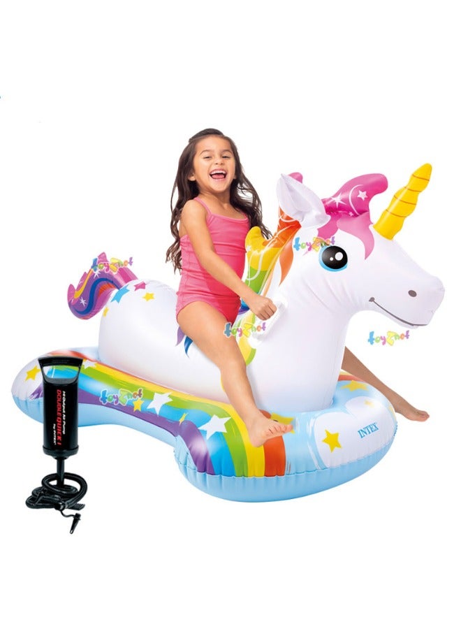 Magical Unicorn Ride-On Inflatable Pool FloatMagical Unicorn Ride-On Inflatable Pool Float With Double Quick I Air Pump