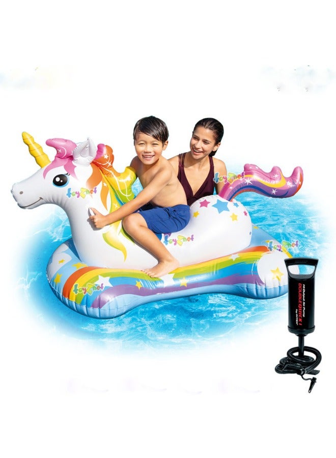 Magical Unicorn Ride-On Inflatable Pool FloatMagical Unicorn Ride-On Inflatable Pool Float With Double Quick I Air Pump