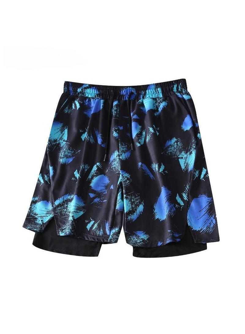 Fashionable Men's Double-Layer Quick Drying Beach Swimming Shorts