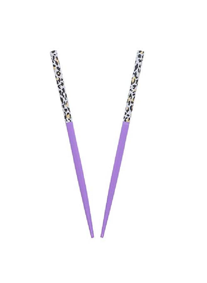 Wooden Animal Print Hair Sticks For Women Purple