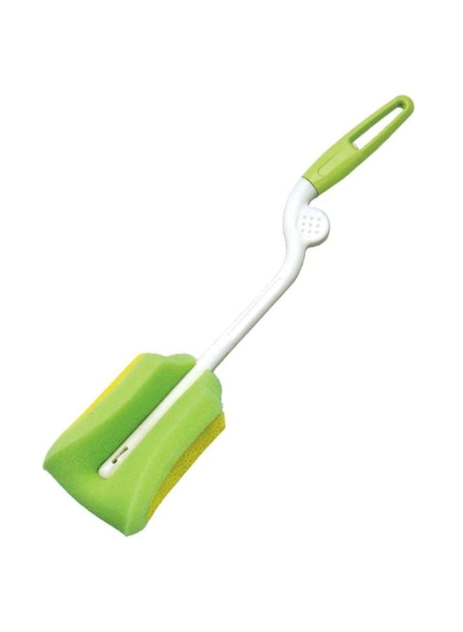 2-Way Flexible, Foldable Sponge Brush Designed Specifically for Soft, Plastic Bottles, Green/White - 4547