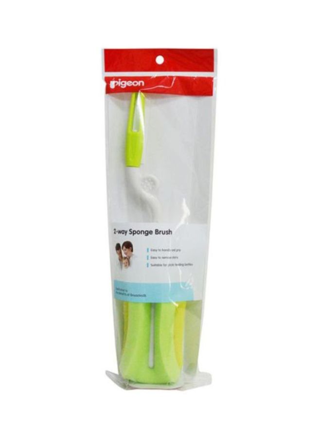 2-Way Flexible, Foldable Sponge Brush Designed Specifically for Soft, Plastic Bottles, Green/White - 4547