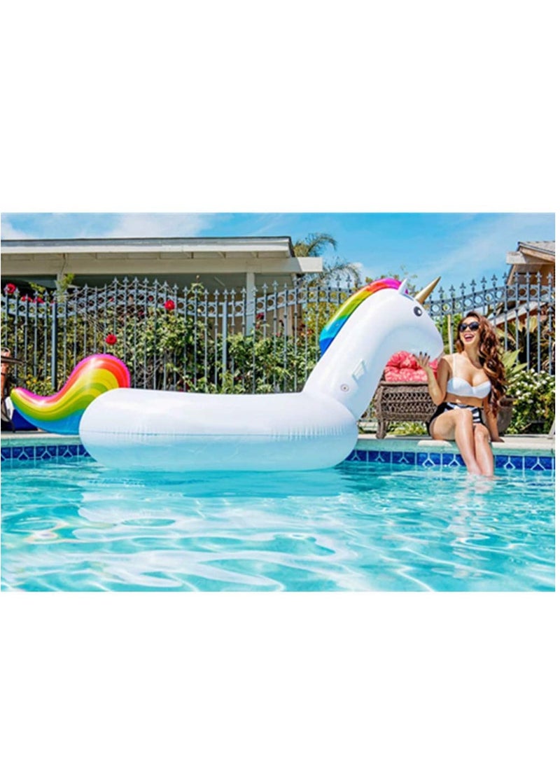 Pool Floats Unicorn Giant Inflatable Floatie For Pool Water Toys Ride On with Fast Valves Large Rideable Blow Up Summer Beach Pool Party Lounge Raft for Adult Kid 275cm Long