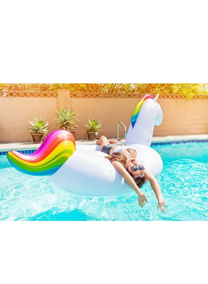 Pool Floats Unicorn Giant Inflatable Floatie For Pool Water Toys Ride On with Fast Valves Large Rideable Blow Up Summer Beach Pool Party Lounge Raft for Adult Kid 275cm Long