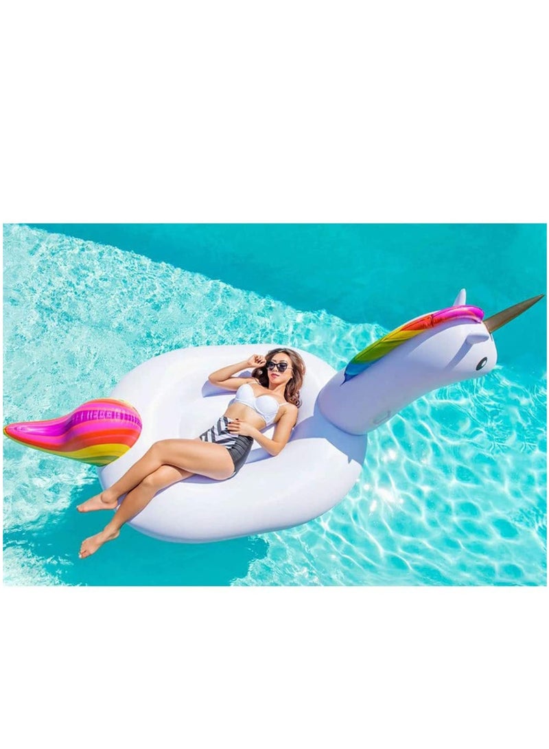 Pool Floats Unicorn Giant Inflatable Floatie For Pool Water Toys Ride On with Fast Valves Large Rideable Blow Up Summer Beach Pool Party Lounge Raft for Adult Kid 275cm Long