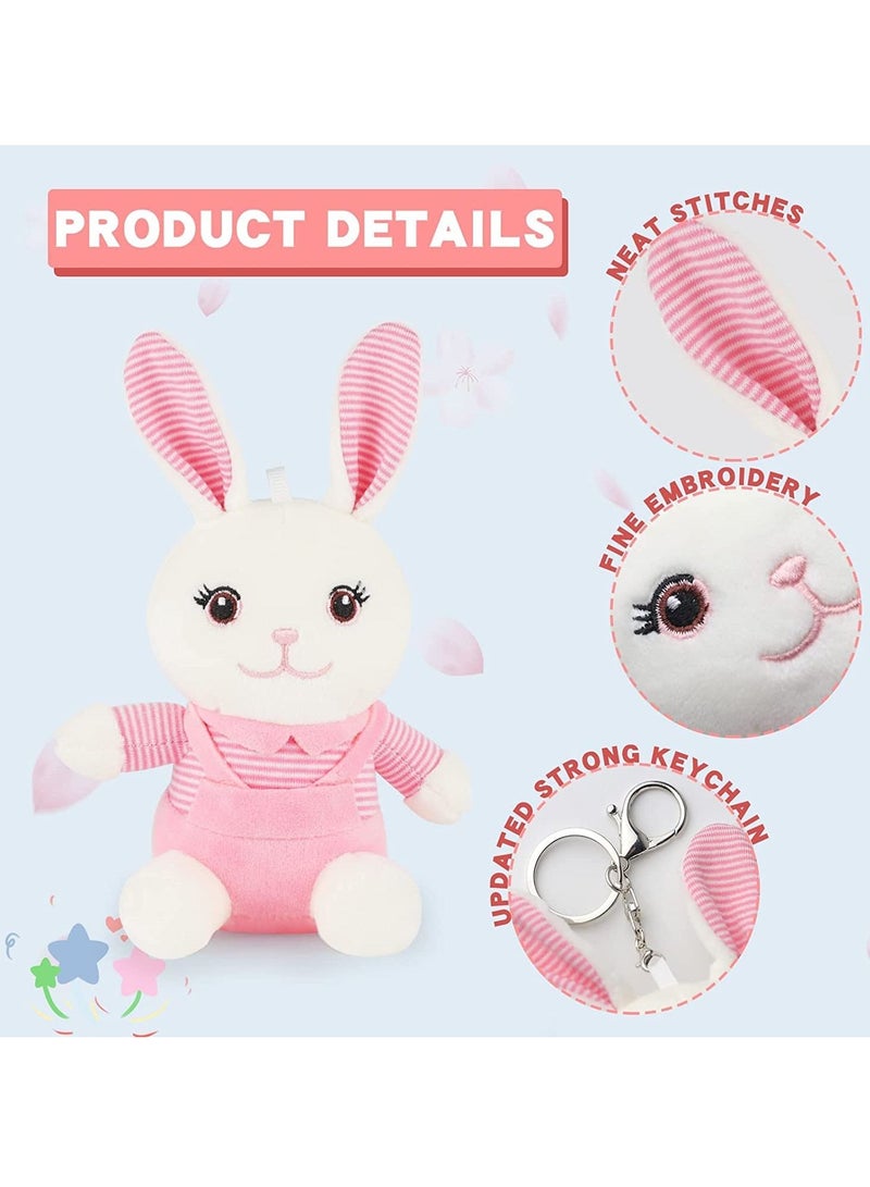 SYOSI 3 PCS Rabbit Doll Toy Keychain, 4.8 Inches Mini Rabbit Plush Doll with Keychain