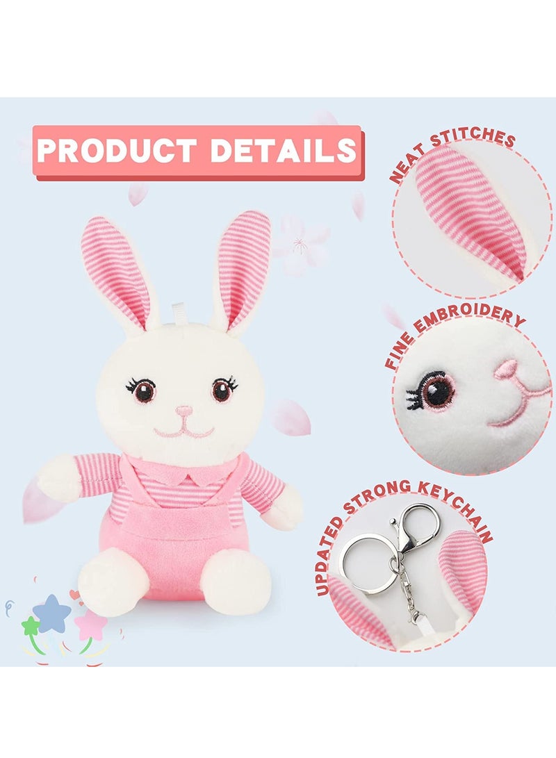 SYOSI 3 PCS Rabbit Doll Toy Keychain, 4.8 Inches Mini Rabbit Plush Doll with Keychain