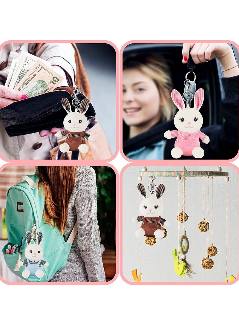 SYOSI 3 PCS Rabbit Doll Toy Keychain, 4.8 Inches Mini Rabbit Plush Doll with Keychain