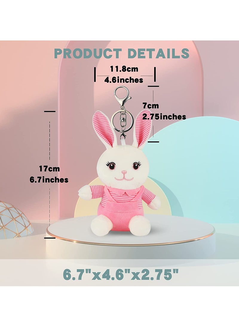 SYOSI 3 PCS Rabbit Doll Toy Keychain, 4.8 Inches Mini Rabbit Plush Doll with Keychain