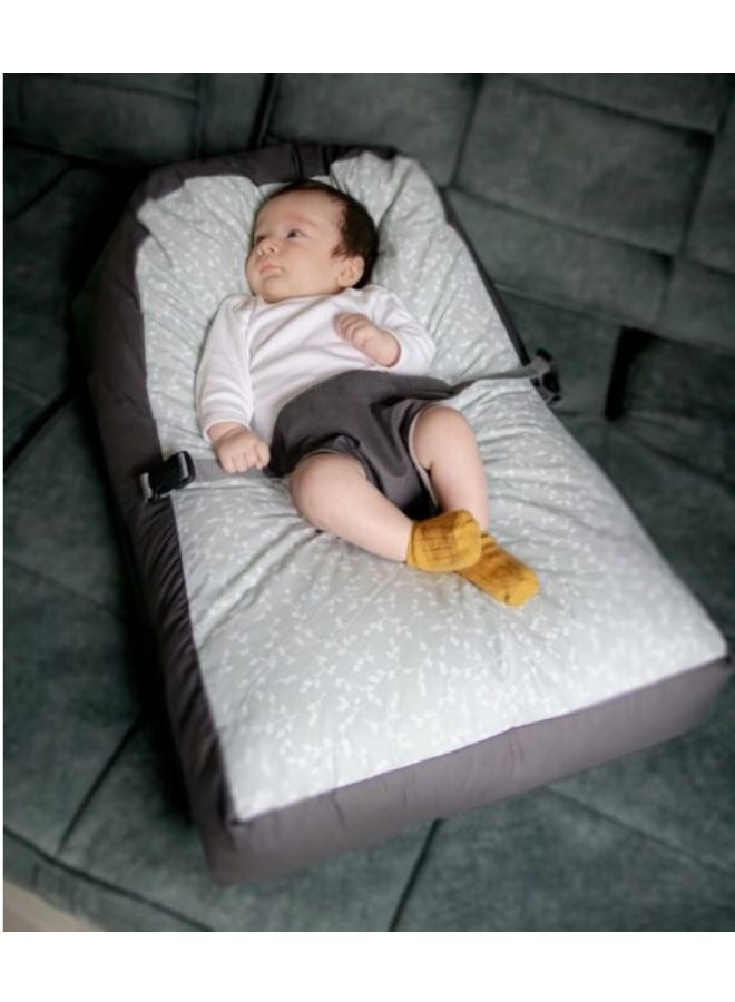 Soft Baby Sleeping Cushion With Belt, 0-6 Months- Grey