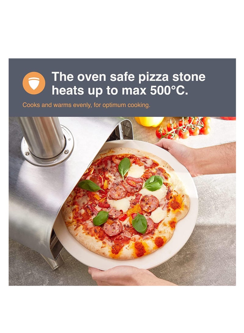 Pizza Stone Set for Oven and Grill, 13 Inch Round Ceramic Pizza Grilling Stone Oven Baking Stone with Serving Rack