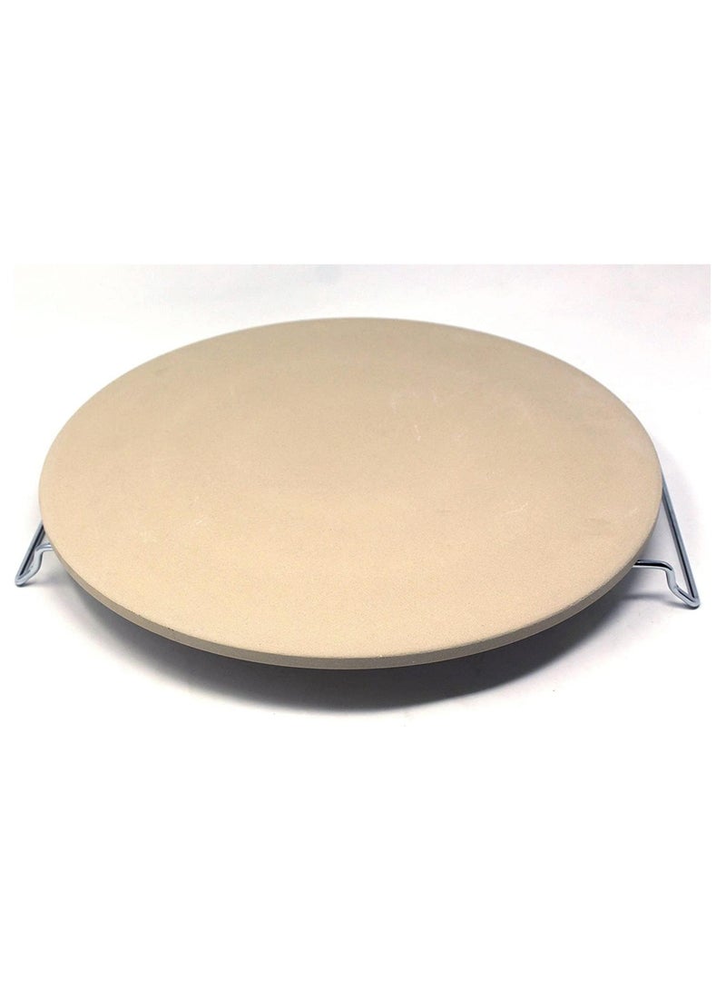 Pizza Stone Set for Oven and Grill, 13 Inch Round Ceramic Pizza Grilling Stone Oven Baking Stone with Serving Rack