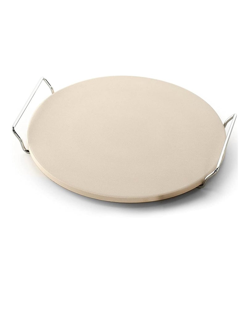 Pizza Stone Set for Oven and Grill, 13 Inch Round Ceramic Pizza Grilling Stone Oven Baking Stone with Serving Rack