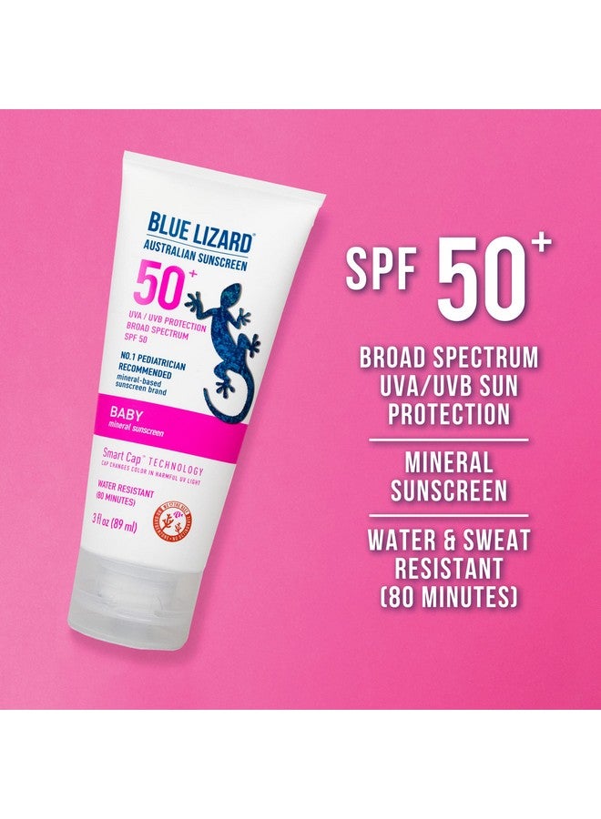 Baby Mineral Sunscreen With Zinc Oxide Spf 50+ Water Resistant Uva/Uvb Protection With Smart Cap Technology Fragrance Free 3 Ounce Tube