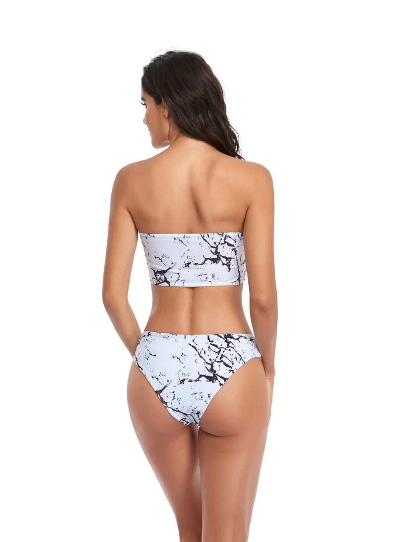 Fashionable wWomen's Printed Strapless Bikini Swimsuit