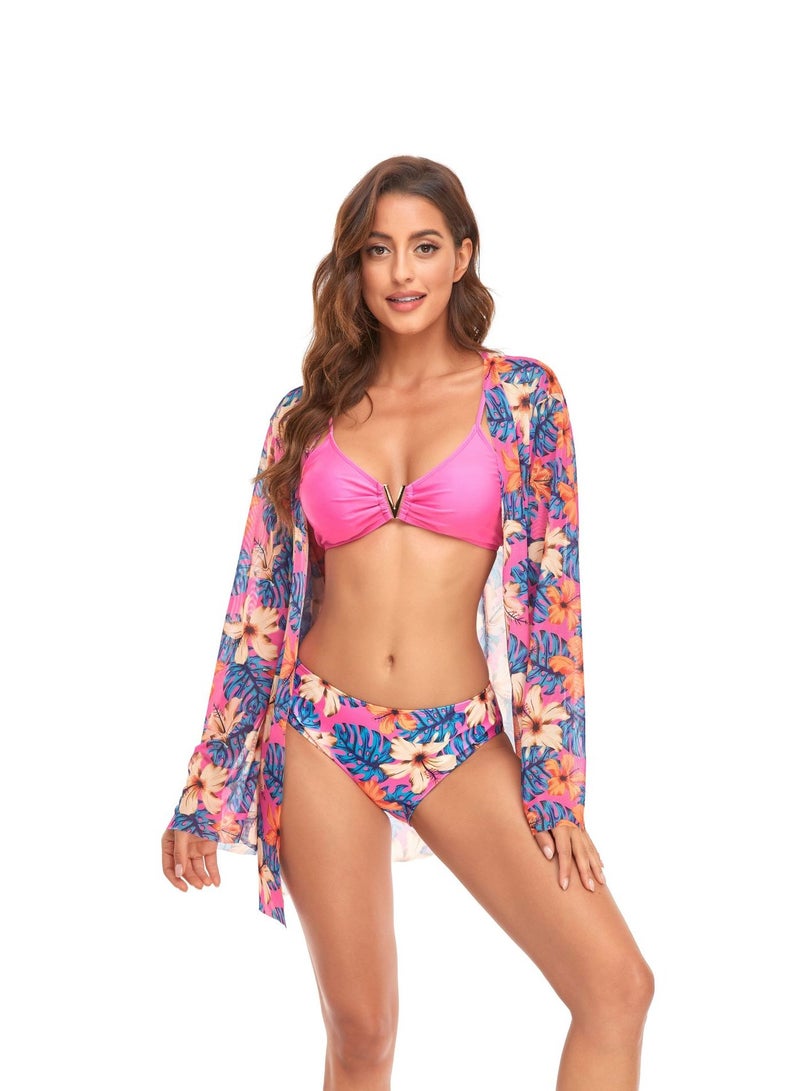 Fashionable Women's Bikini Swimsuit Three Piece Set