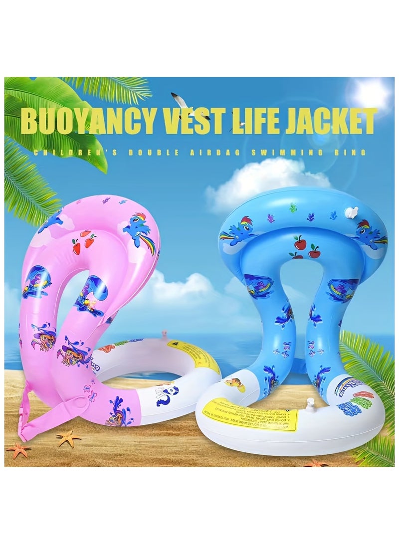 Floaties Swim Vest Portable Inflatable Pool Floats Swimming Ring With Adjustable Safety Buckle, Safety Swim Arm Bands With Double Surround Air Bag, Durable Float Tube