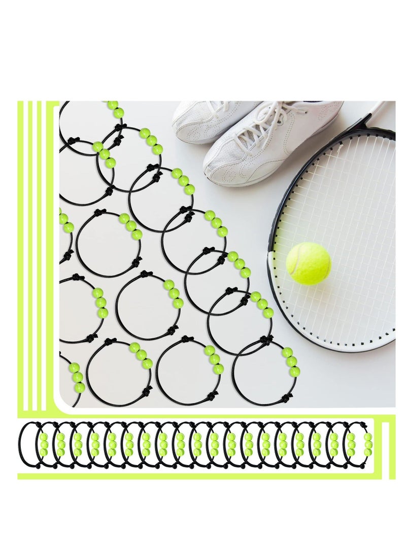 Tennis Charm Bracelets, 36 Pcs Adjustable Braided Sport Theme Charm Bracelets, Inspirational Tennis Elastic Wristband for Tennis Party Favors Sports Fan Adults Teens Students