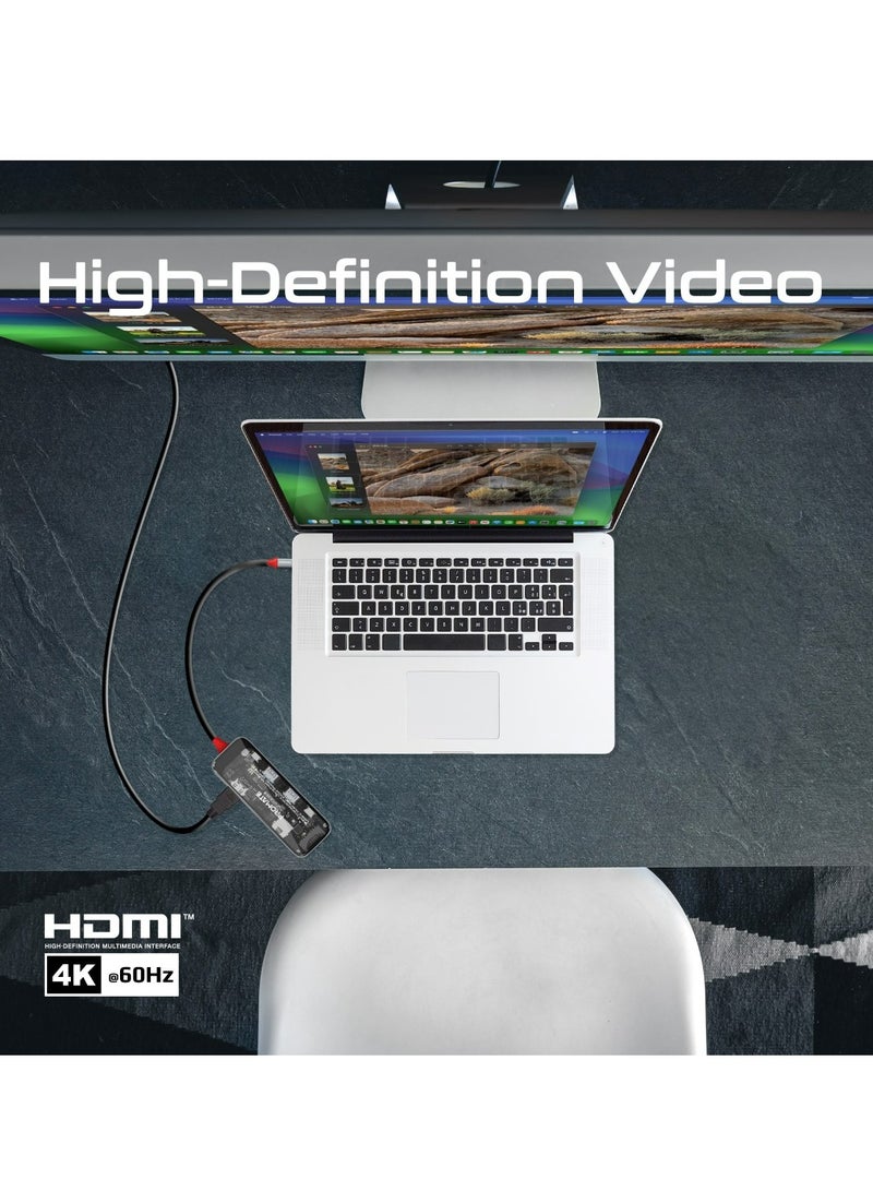 USB-C Hub, 8-In-1 Transparent Multi-Display Hub With 4K HDMI, 1000Mbps LAN, SD/TF Card Slot, Dual 5Gbps USB-A Ports, USB-C Port, 100W USB-C Power Delivery For MacBook Pro, Dell, TransHub-Mini Black
