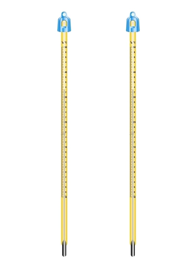 2 Pcs Lab-grade Borosilicate 3.3 Heavy Duty Graduated Glass Thermometer | 12 inch (30cm) | -10℃ to 110℃ Range | Protective Case | Ideal for Chemistry Biology Physics Laboratory Experiments