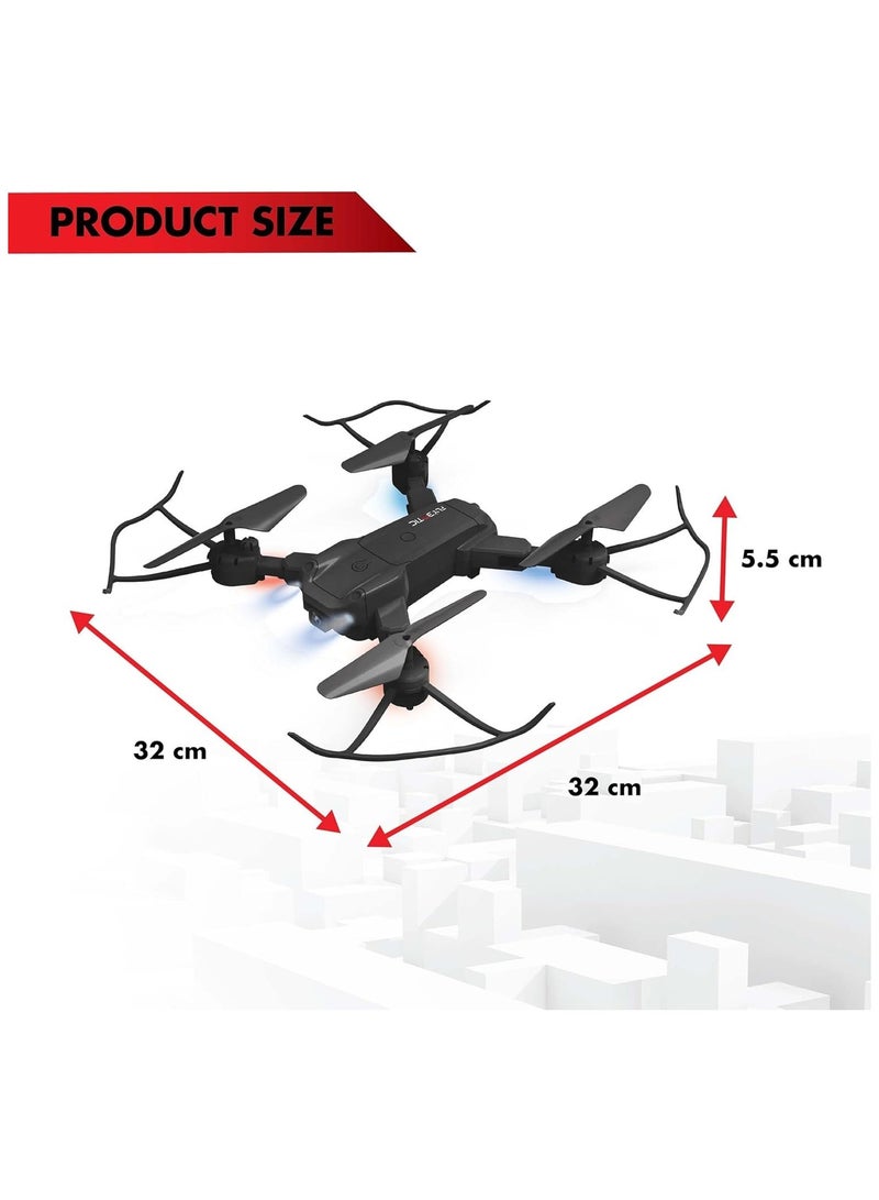 FLYBOTIC Silverlit Foldable Drone, Adjustable Camera, Auto Take-off, Hovering and Landing, Night Mode with LED Lights, Includes Carry Bag