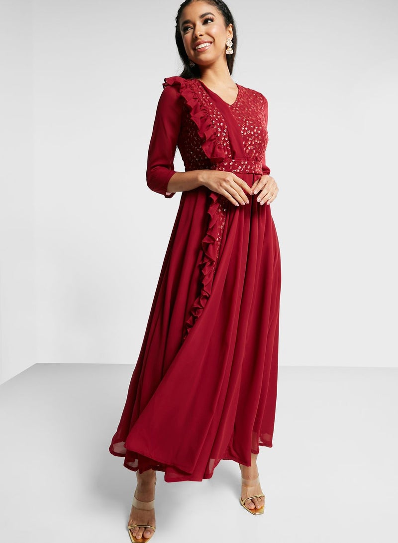 Embellished Anarkali Kurti With Attached Dupatta