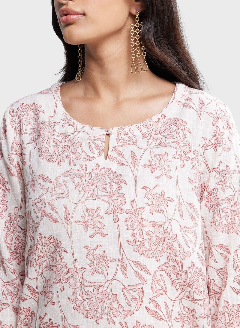 Crew Neck Printed Long Kurta